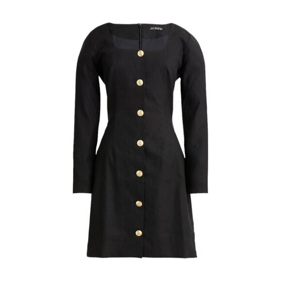 J. Crew Linen Blend Desk to Drinks Gold Button Midi Dress Sz 8 NWT - Picture 15 of 16